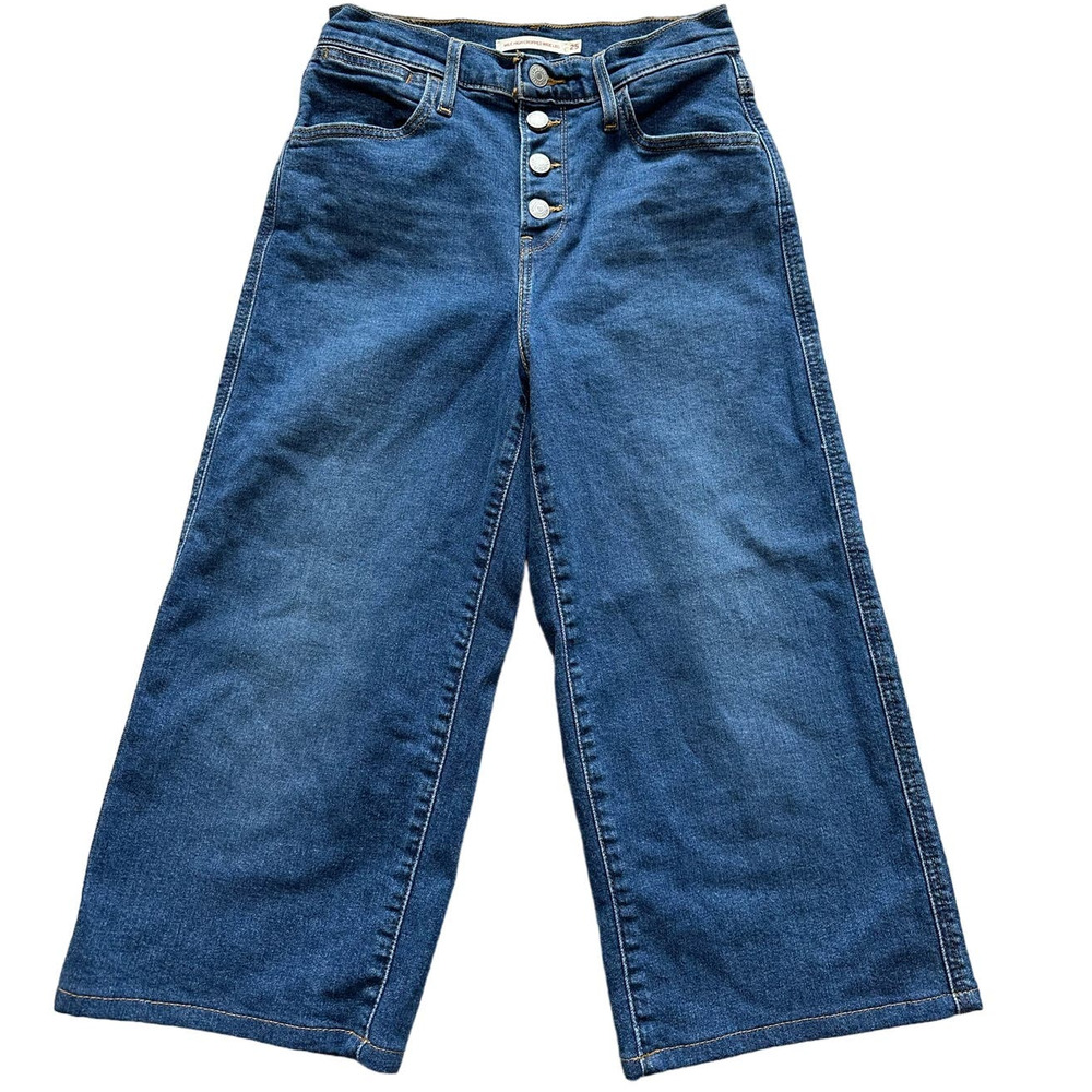 Levi's Mile High Cropped Wide Leg Button Fly Jeans, Size 25